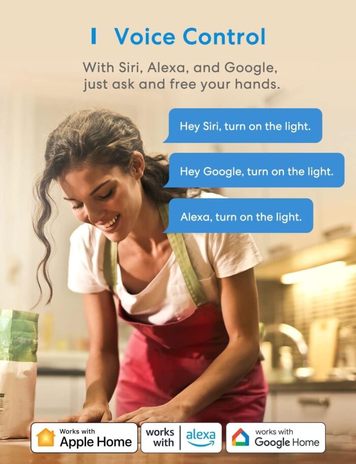 Meross Smart Light Switch Supports Apple HomeKit, Siri, Alexa, Google Assistant & SmartThings, 2.4GHz Wi-Fi Light Switch, Neutral Wire Required, Single Pole, Remote Control Schedule, 1 Pack,White - Image 5