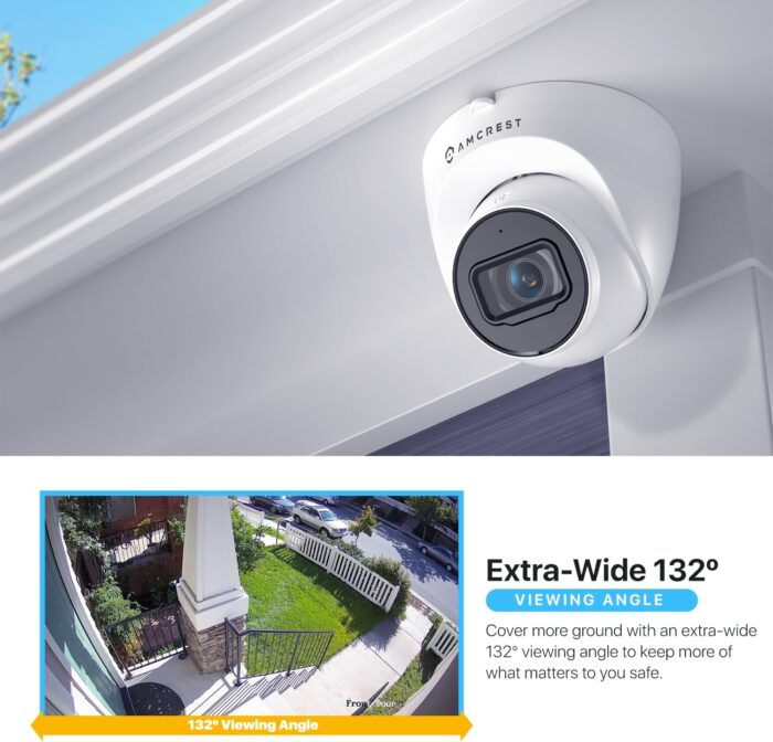 2-Pack Amcrest UltraHD 4K (8MP) Outdoor Security IP Turret PoE Camera, 3840x2160, 98ft NightVision, 125° FOV, IP67, MicroSD Recording (256GB), White (2PACK-IP8M-T2599EW-AI-V3) - Image 5
