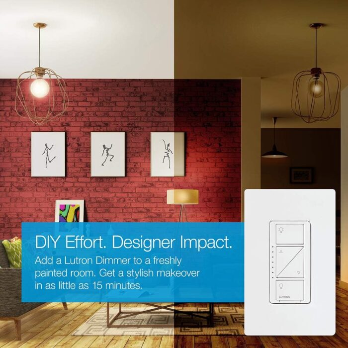 Lutron Caseta Smart Lighting Kit w/ Hub, Original Dimmer Switch, & Pico Remote, for LED Bulbs, Works w/ Alexa, Apple Homekit, Google Home, 150W Single-Pole/3-Way, No Neutral Required, P-BDG-PKG1W - Image 7