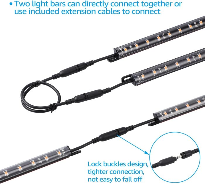 TORCHSTAR LED Safe Lighting Kit, (6) 12 Inch Linkable Light Bars + Rocker Switch + UL Power Adapter, 900LM, Input 100-240V, for Under Cabinet Gun Safe Locker Closet Showcase, 5000K Daylight - Image 6
