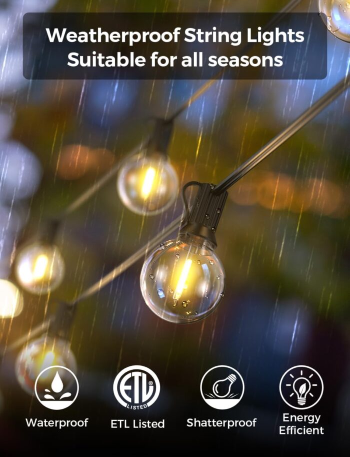 XMCOSY+ Patio Lights, Smart Outdoor String Lights 50Ft, G40 Globe Patio Lights with 25 Dimmable LED Bulbs, APP Control, Work with Alexa, Connectable Waterproof LED Outdoor Lights for Patio Porch - Image 5