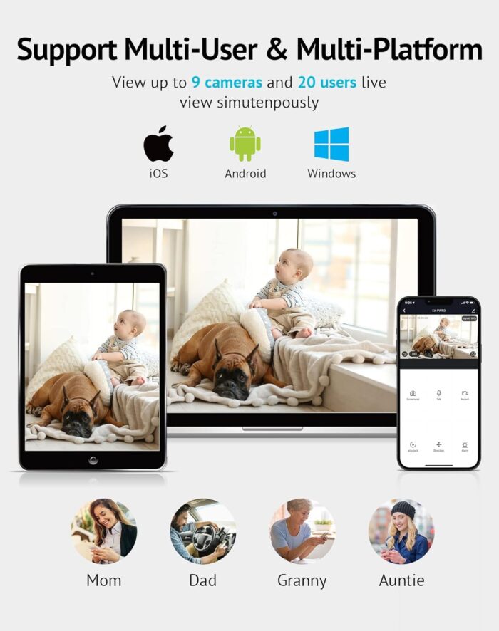 LaView Indoor Security Camera, 1080P Home Security Camera with Sound & Motion Detection, 360° Baby Monitor with Phone App, WIFI Pet Camera,2-Ways Audio, Night Vision,SD&Cloud storage, Works with Alexa - Image 9