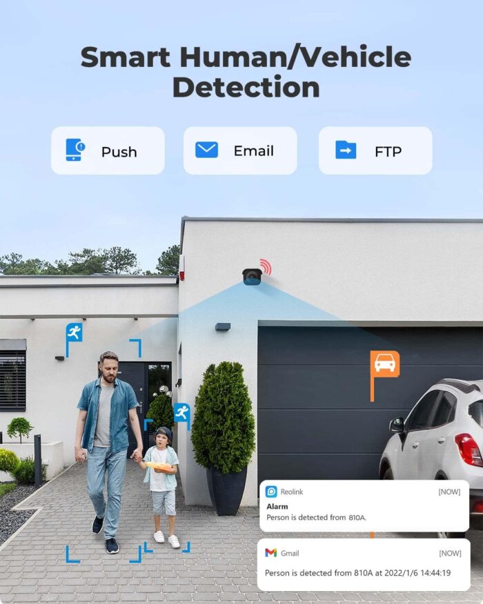 REOLINK 4K/8MP Security Bullet PoE IP Camera,Surveillance Outdoor Indoor,Human/Vehicle/Pet Detection,Time-Lapse,100ft IR Night Vision,Work with Smart Home,Up to 256GB microSD Card,RLC-810A - Image 3