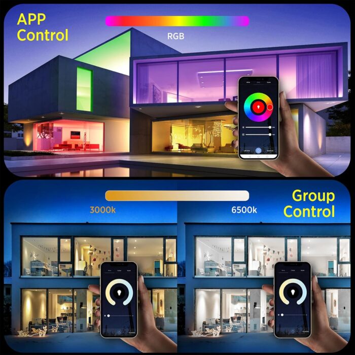 TALOYA Smart Ceiling Light Flush Mount LED WiFi,Compatible with Alexa Google Home,Dimmable Low Profile Ambient Light Fixture for Bedroom Living Room Hallway Kitchen Nursery,12 Inch,RGB - Image 6