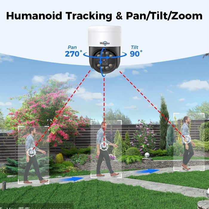 [3TB HDD+Human Tracking] Hiseeu 4K PoE Security Camera System,CCTV Camera Security System w/5MP Home Security Cameras, PTZ 270°Pan 90°Tilt，2-Way Audio,Remote Access,Night Vision,Waterproof,7/24 Record - Image 2