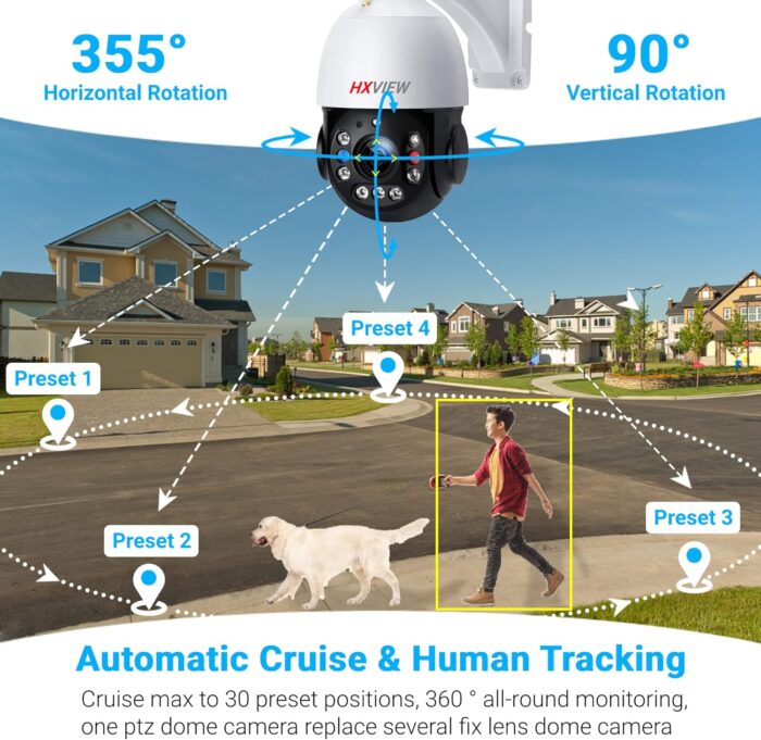 PTZ Camera Outdoor, 30X Optical Zoom Security Camera, 5MP Wireless WiFi RTSP IP Camera, 1000FT Night Vision, Auto Tracking, Emergency Strobe Light Alarm, Human Detection, 2-Way Audio - Image 3