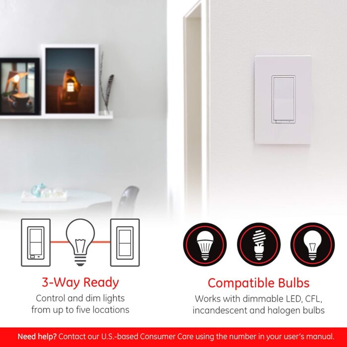 Enbrighten Zigbee Dimmer, QuickFit & SimpleWire, Pairs Directly with Echo Studio/Show 10/Plus 1st & 2nd Gen, Works WIth Alexa, Google Assistant, White & Light Almond, Smart Light Switch, 43080 - Image 7