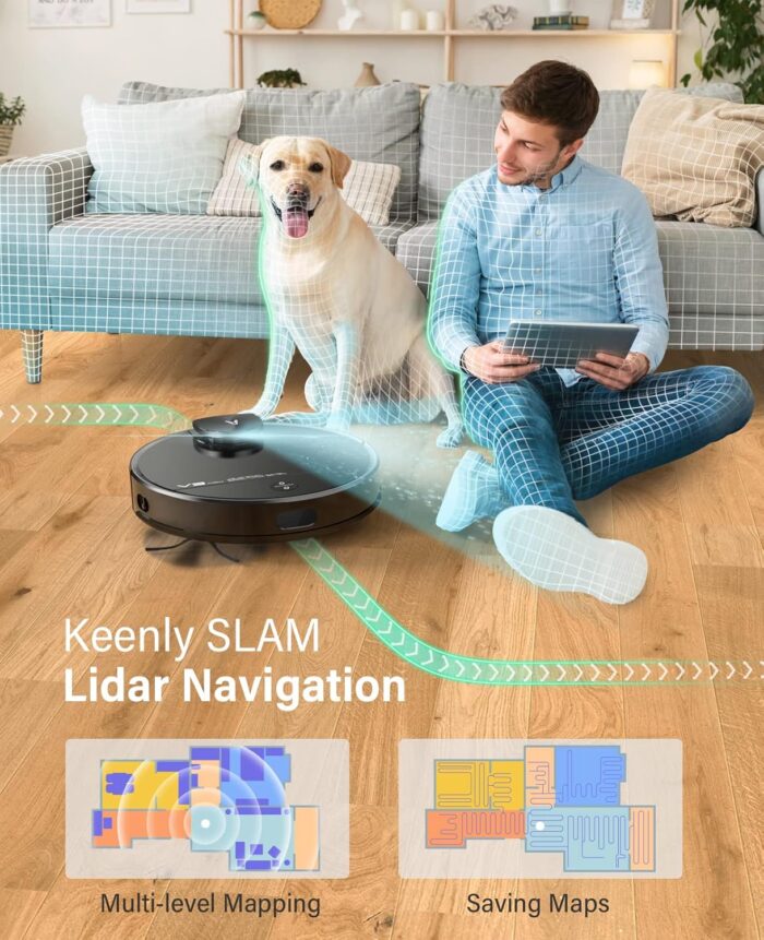 VIOMI Smart Robot Vacuum V3 Max Duster Vacuum and Mop for Multi Floors with Lidar Navigation Technology, Compatible with Alexa and Google, Black - Image 3