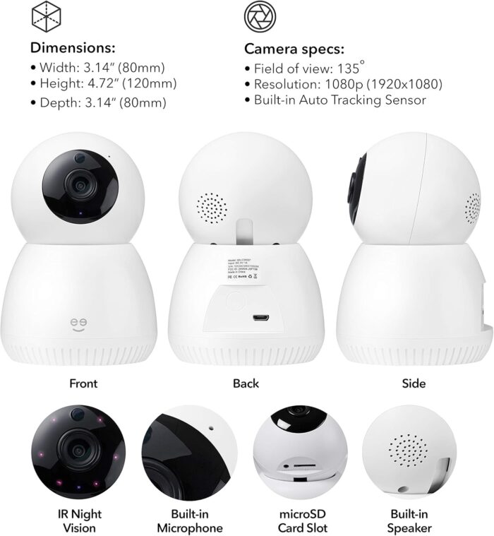 Scope indoor 1080p HD Smart Auto-Tracking Security Camera, White, Motion Only - Image 9
