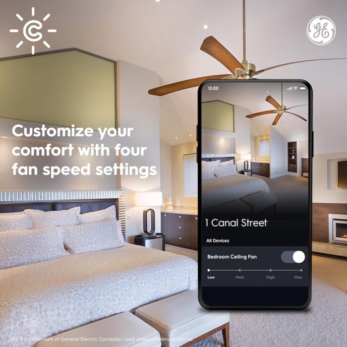 GE CYNC Smart Ceiling Fan Control, Neutral Wire Required, Bluetooth and 2.5 GHz Wi-Fi 4-Wire Smart Switch, Works with Amazon Alexa and Google Home, White - Image 6