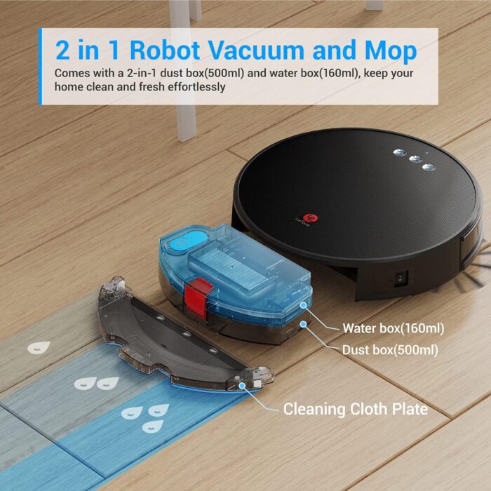 Lefant Robot Vacuum and Mop, Robotic Vacuum Cleaner with 3200Pa Suction, Smart Navigation, 150 Mins Runtime, Works with Alexa and Google Assistant, Self-Charging, Ideal for Pet Hair,Floor,Carpet（U180） - Image 6
