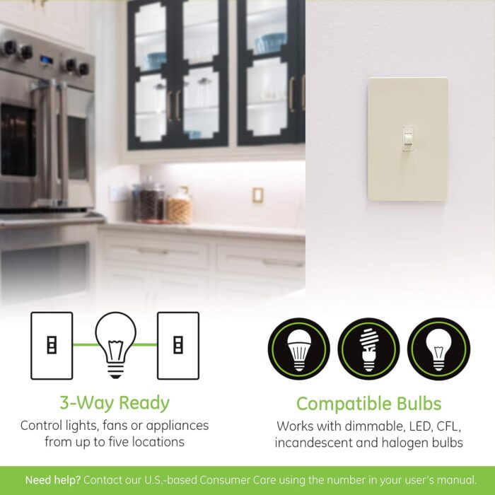 Enbrighten Almond Z-Wave Plus Smart Light Switch with QuickFit and SimpleWire, 3-Way Ready, Compatible with Alexa, Google Assistant, ZWave Hub Required, Repeater/Range Extender, Toggle, 14293 - Image 5