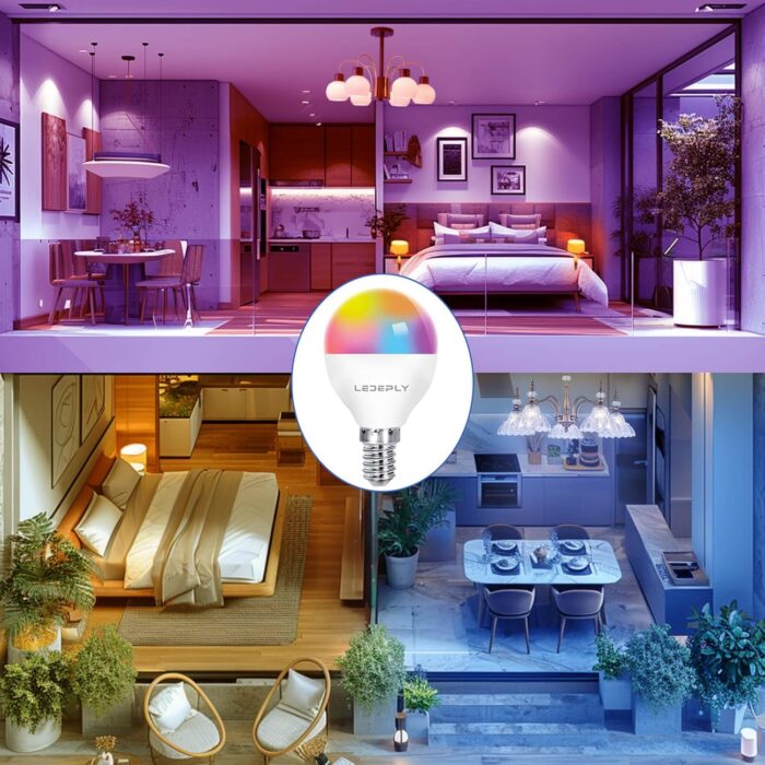 5W=40W, LED Smart Bulb, A15 Globe Shape, Compatible with Alexa, Google Home, E12, Dimmable, WiFi, Color Changing, Tunable White 2700K-6500K, G45 Ceiling Fan Light Bulbs, 1 Pack, No hub Required - Image 7