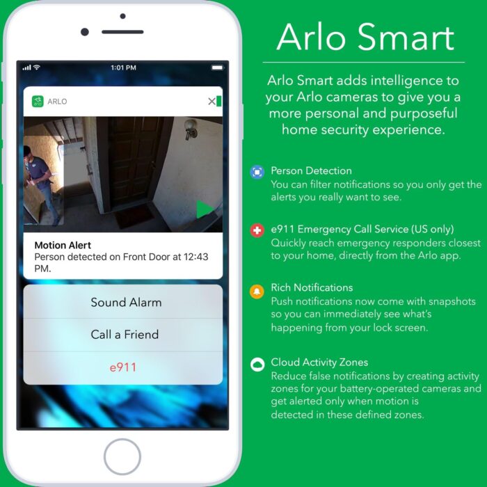 Arlo (VMC4030P-100NAS) Pro 2 - Add-on Camera, Rechargeable, Night Vision, Indoor/Outdoor, HD Video 1080p, Two-Way Talk, Wall Mount, Cloud Storage Included, Works with Arlo Pro Base Station, Kit Only - Image 7