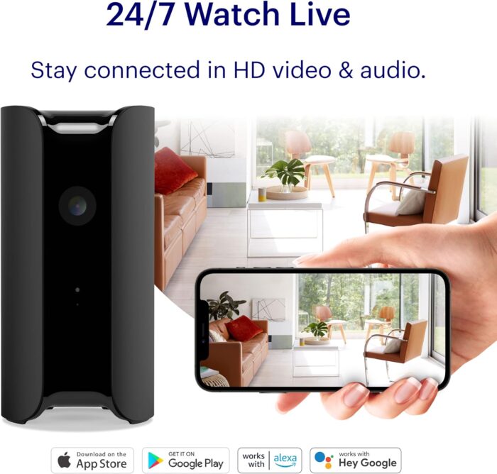 Canary View Indoor Home Security Camera 1080p HD WiFi IP | 24/7 Watch Live Video, Motion Alerts, Two-Way Talk, Night Vision, 10x Zoom, Private Mode, Works with Alexa, Google Assistant and More - Image 2