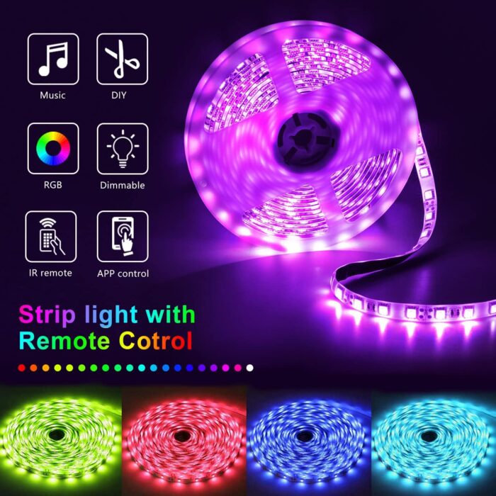 Nexillumi Led Lights for Bedroom 50ft(1 Roll of 50ft) Music Sync Color Changing Led Strip Lights Smart with Remote and App Control Built-in Mic for Party Home Room Decor Luces LED para Cuarto - Image 6