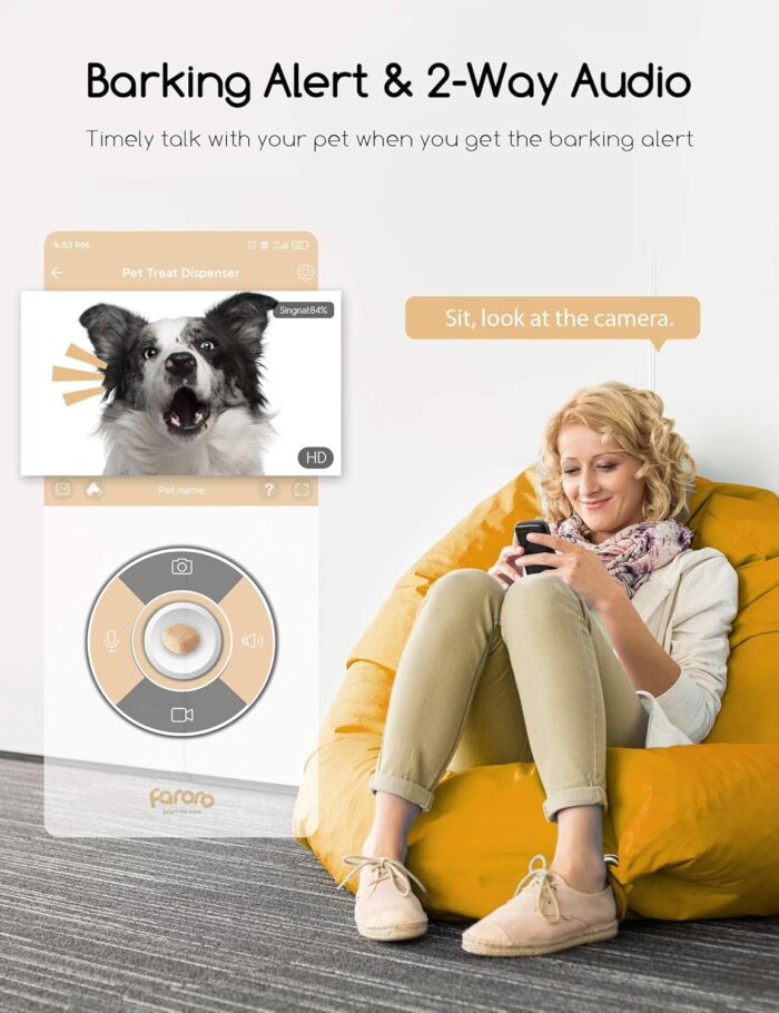 faroro Dog Camera with Treat Dispenser, 2.4G and 5G WiFi Pet Camera with Two Way Audio and 1080P Full HD Night Vision for Treat Tossing and Monitoring Your Pet Remotely - Image 4