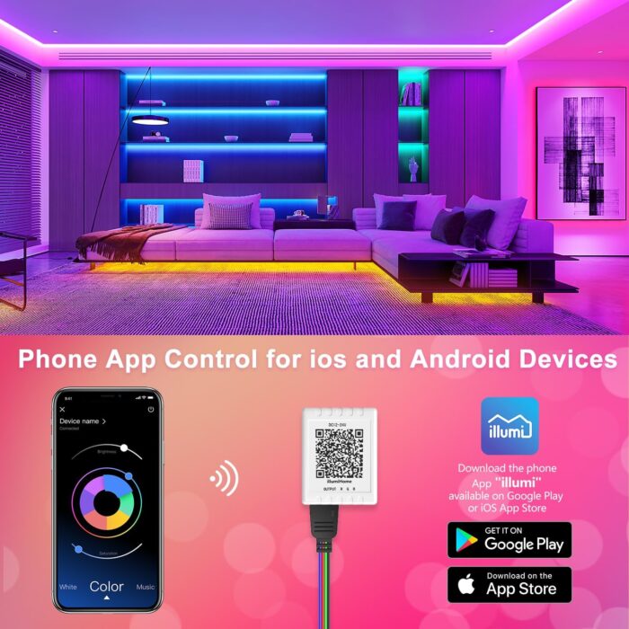 Nexillumi Led Lights for Bedroom 50ft(1 Roll of 50ft) Music Sync Color Changing Led Strip Lights Smart with Remote and App Control Built-in Mic for Party Home Room Decor Luces LED para Cuarto - Image 2