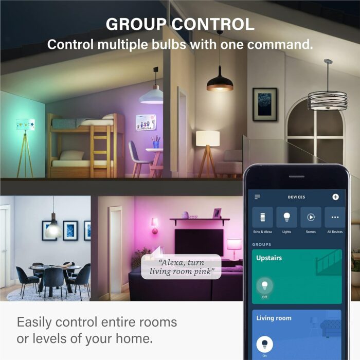 Sengled Light Bulb, S1 Auto Pairing with Alexa Devices, Color Changing , Smart Light that Work with , Bluetooth Mesh Smart Home Lighting, E26 60W Equivalent, 800LM, 4 Count (Pack of 1) - Image 8