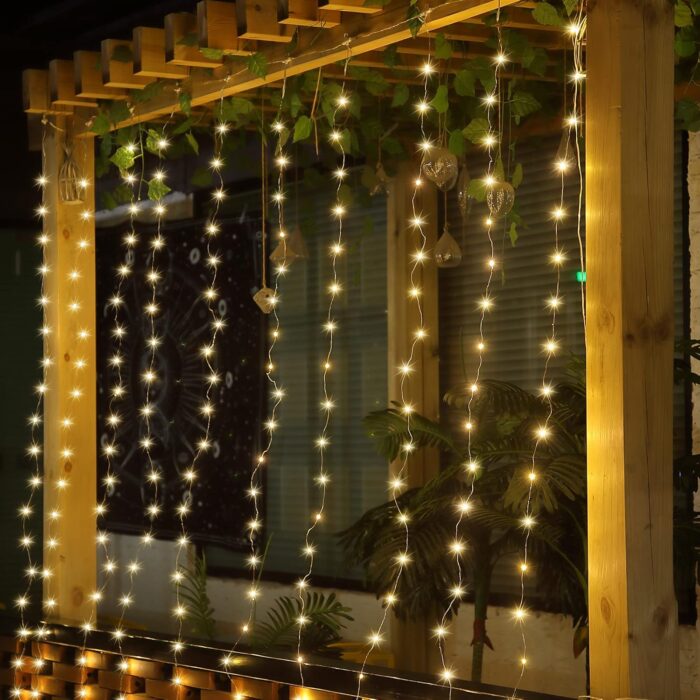 Meonum Curtain Tapestry Backdrop String Lights, Each 13 Strings 6.6 x 5 ft Tapestry Fairy String Light, 8 Modes Window Wall Hanging Light Strings for Bedroom Christmas Curtain Decor(1 Pack) - Image 4