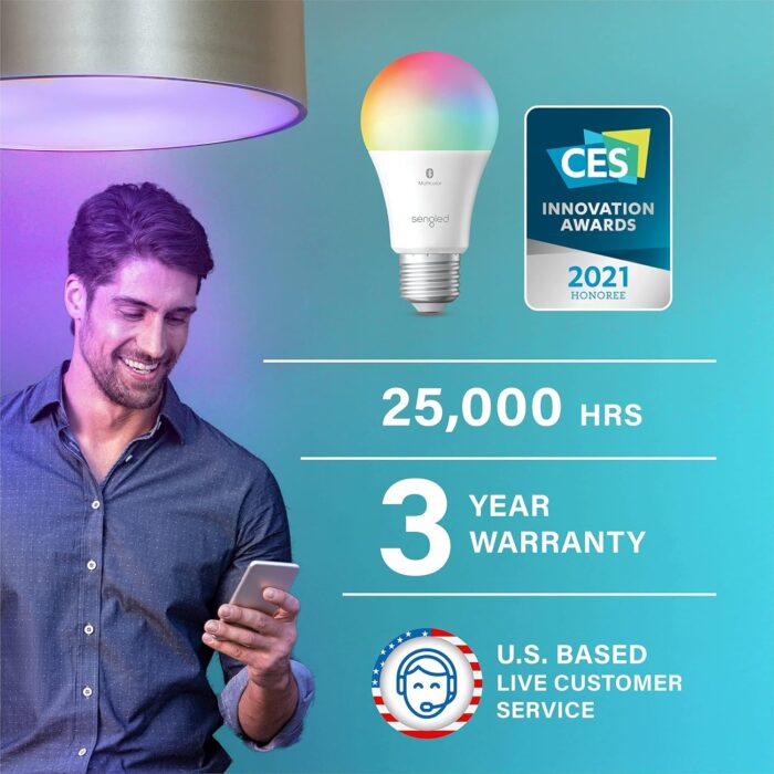 Sengled Light Bulb, S1 Auto Pairing with Alexa Devices, Color Changing , Smart Light that Work with , Bluetooth Mesh Smart Home Lighting, E26 60W Equivalent, 800LM, 4 Count (Pack of 1) - Image 2