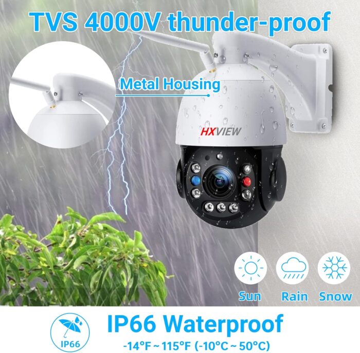 PTZ Camera Outdoor, 30X Optical Zoom Security Camera, 5MP Wireless WiFi RTSP IP Camera, 1000FT Night Vision, Auto Tracking, Emergency Strobe Light Alarm, Human Detection, 2-Way Audio - Image 6