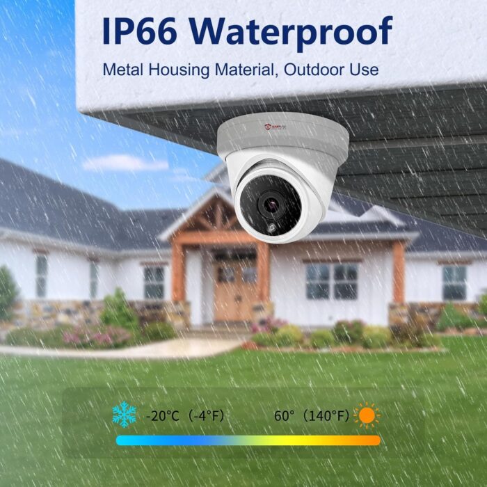 Anpviz 5MP IP PoE Dome Security Camera with Mic/Audio, Turret Camera Outdoor with Human Detection, IP66 Weatherproof, 98FT Night Vision, 2.8mm Wide Angle, Full Metal (U Series) - Image 5