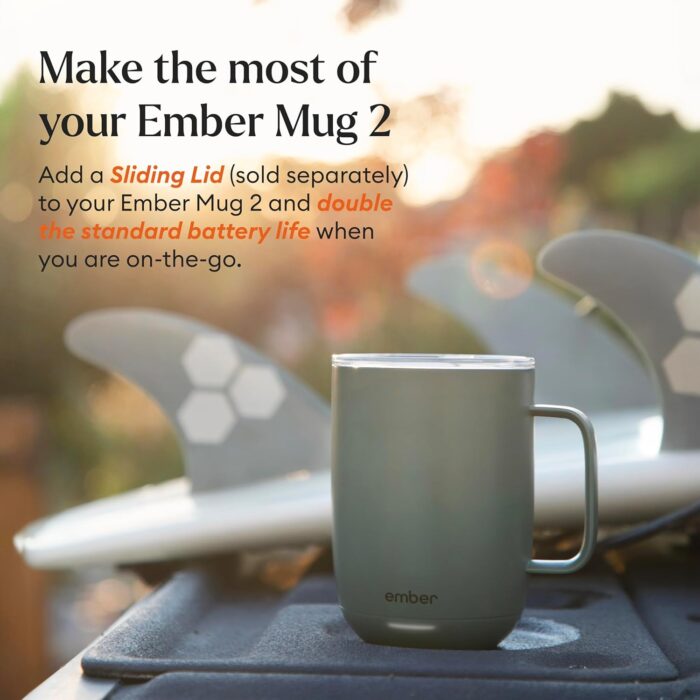 Ember Temperature Control 14oz Smart Mug 2, App-Controlled and Rechargeable Heated Coffee Cup Warmer with Intelligent LED Display, Sage Green. - Image 4