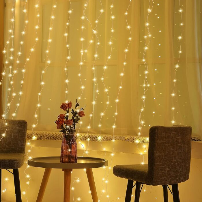 Meonum Curtain Tapestry Backdrop String Lights, Each 13 Strings 6.6 x 5 ft Tapestry Fairy String Light, 8 Modes Window Wall Hanging Light Strings for Bedroom Christmas Curtain Decor(1 Pack) - Image 6