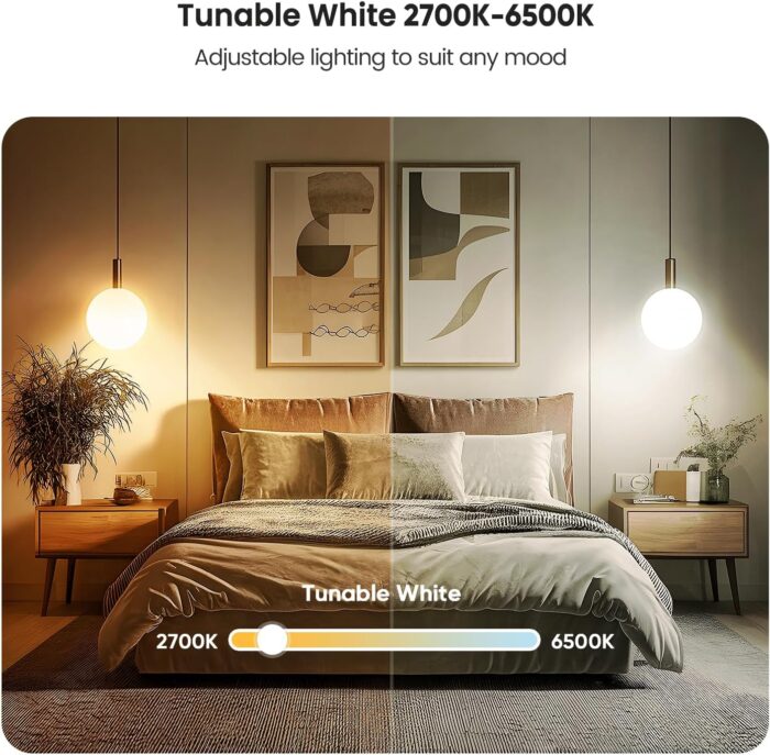 TREATLIFE Smart Light Bulbs 4Pack, 2500K-6500K Tunable White Dimmable LED Light Bulb Compatible with Alexa and Google Home, 2.4GHz WiFi Smart Bulb, 800LM, E26 A19 9W, No Hub Required - Image 4