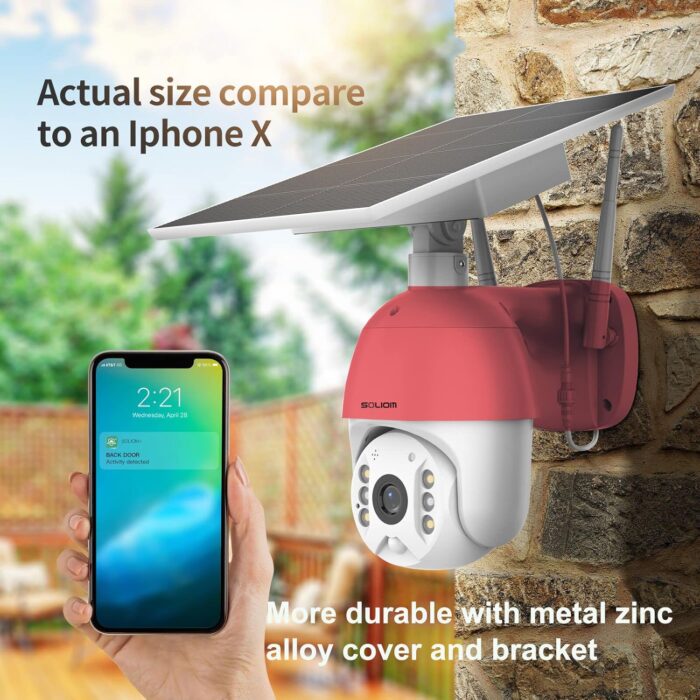 SOLIOM S600 Outdoor WiFi Security Camera - 360° Pan Tilt, Solar Powered with Battery, Motion Detection, Color Night Vision, 2-Way Talk, Remote Access - Image 5