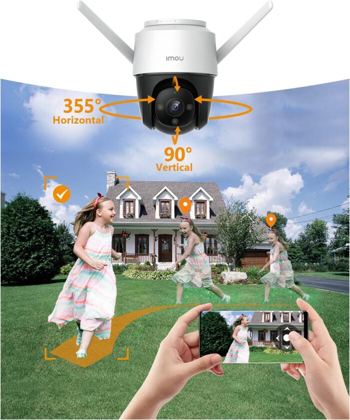Imou Security Camera Outdoor with Floodlight and Sound Alarm, 4MP QHD Pan/Tilt 2.4G Wi-Fi Camera, IP66 Weatherproof 2.5K Bullet Camera, Full Color Night Vision IP Camera with 2-way Talk, Cruiser - Image 3