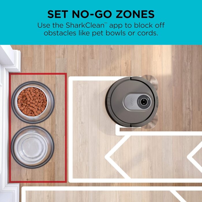 Shark AI Robot Vacuum, Smart Mapping|Scheduling|Pet Hair Pick Up|Logical Navigation, Black/Silver (RV2001), Carpet - Image 4