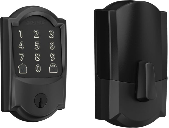 Schlage Encode Smart WiFi Deadbolt Lock for Front Door - Keyless Entry with App or Touchscreen - Works with Alexa, Apple HomeKit, Hey Google, & Airbnb - Create Codes for Guests - Matte Black