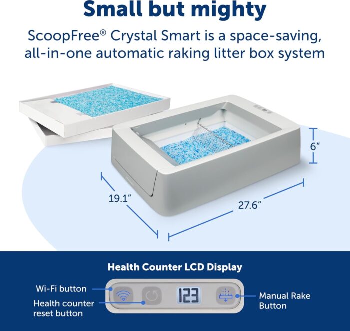 PetSafe ScoopFree Crystal Smart Self-Cleaning Cat Litter Box - WiFi & App Enabled - Hands-Free Cleanup With Disposable Crystal Trays - Less Tracking, Superior Odor Control - Includes a Disposable Tray - Image 3
