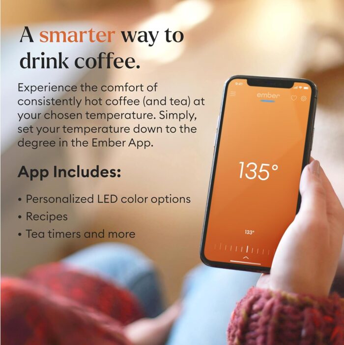 Ember Temperature Control 14oz Smart Mug 2, App-Controlled and Rechargeable Heated Coffee Cup Warmer with Intelligent LED Display, Lavender. - Image 3