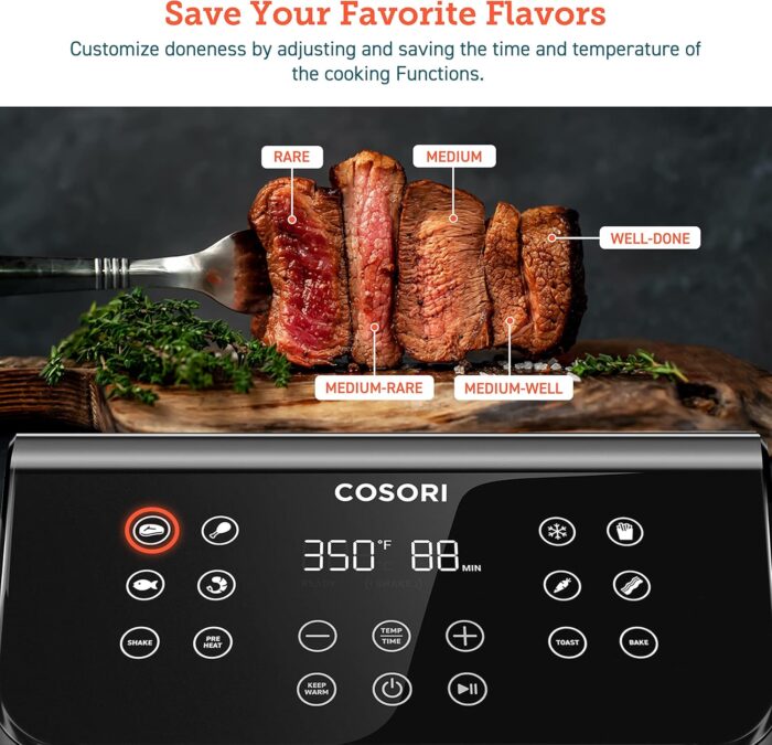 COSORI 12-in-1 Air Fryer 5.8QT, Toast, Bake, Nutrition Facts for 100+ In-App Recipes, AdaptIQ Tech Fast Cook, for Main & Side Dishes, Snacks, Leftovers, Detachable Square Basket, Dishwasher Safe - Image 3