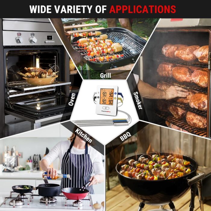 ThermoPro TP25 650FT Wireless Meat Thermometer with 4 Probes, Bluetooth Meat Thermometer for Cooking, BBQ Oven Food Smoker Thermometer Rechargeable - Image 8