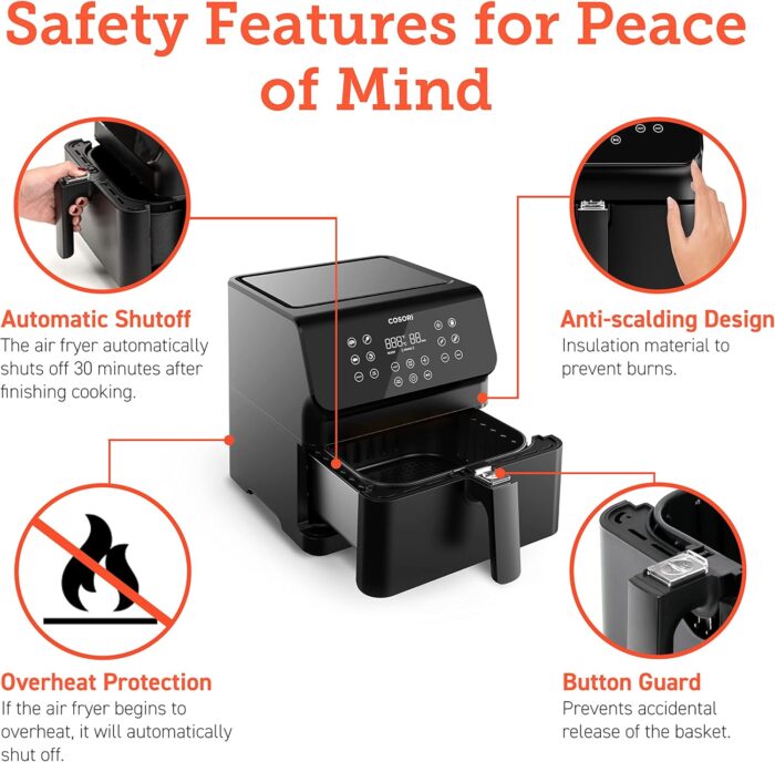 COSORI 12-in-1 Air Fryer 5.8QT, Toast, Bake, Nutrition Facts for 100+ In-App Recipes, AdaptIQ Tech Fast Cook, for Main & Side Dishes, Snacks, Leftovers, Detachable Square Basket, Dishwasher Safe - Image 9