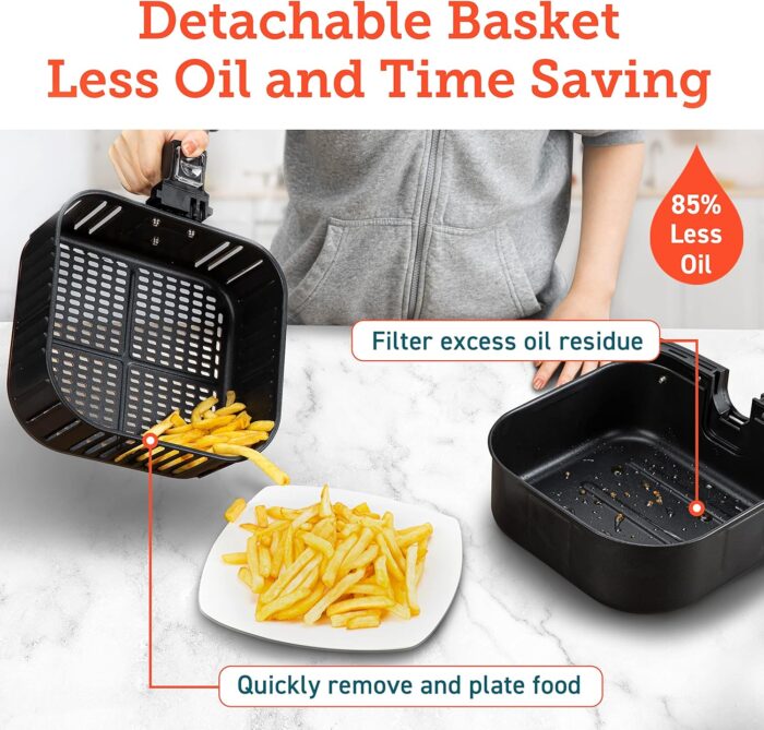 COSORI 12-in-1 Air Fryer 5.8QT, Toast, Bake, Nutrition Facts for 100+ In-App Recipes, AdaptIQ Tech Fast Cook, for Main & Side Dishes, Snacks, Leftovers, Detachable Square Basket, Dishwasher Safe - Image 6