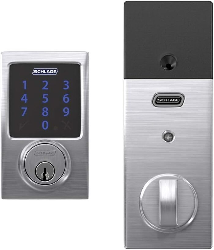 SCHLAGE BE469ZP CEN 626 Connect Smart Deadbolt With Alarm Inbuilt Century Trim In Satin Chrome - Image 2