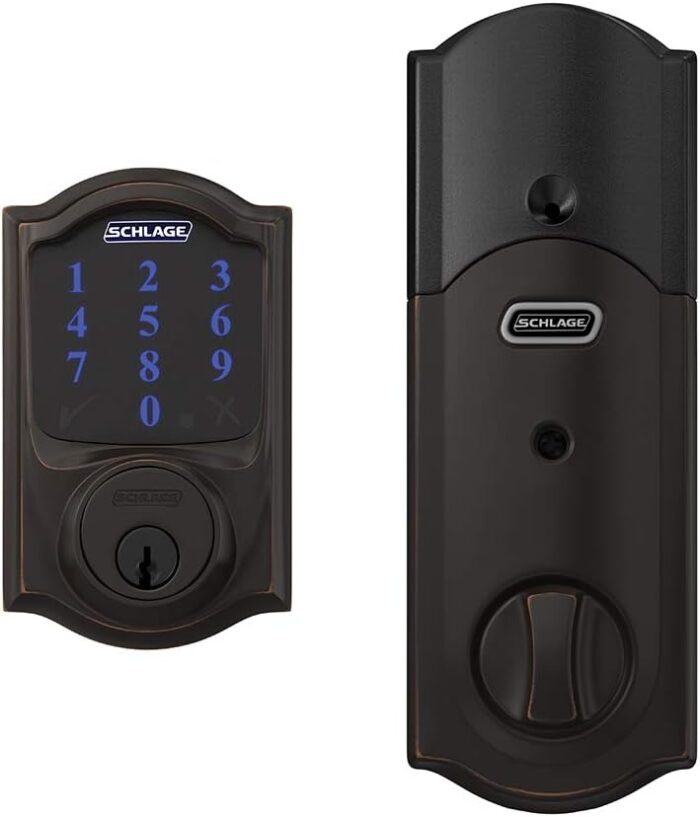 SCHLAGE BE469ZP CAM 716 SCHLAGE Connect Smart Deadbolt With Alarm Inbuilt Camelot Trim In Aged Bronze. - Image 2