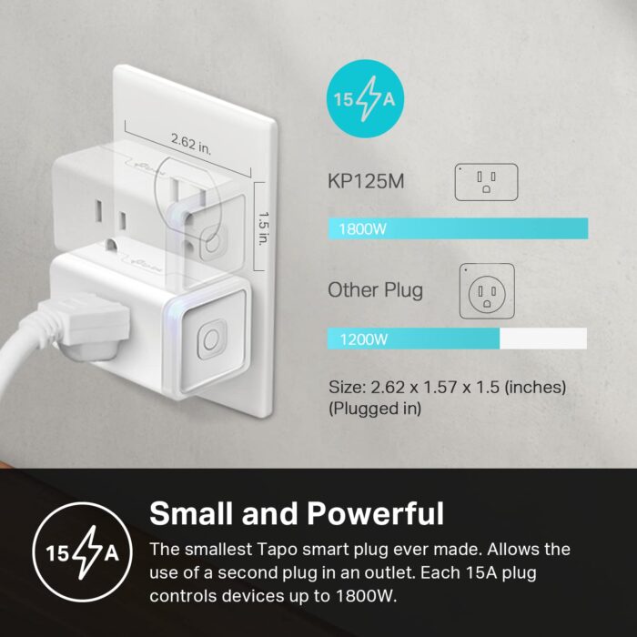 Kasa Matter Smart Plug w/ Energy Monitoring, Compact Design, 15A/1800W Max, Super Easy Setup, Works with Apple Home, Alexa & Google Home, UL Certified, 2.4G Wi-Fi Only, White, KP125M (4-Pack) - Image 5
