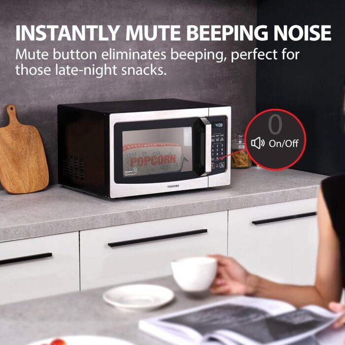 TOSHIBA ML-EM34P(SS) Smart Countertop Microwave, Sensor Reheat, Works With Alexa & Remote Control, Kitchen Essentials, Mute Function&ECO Mode, 1100W, 1.3 Cu Ft, With 12.4" Turntable, Stainless Steel - Image 5