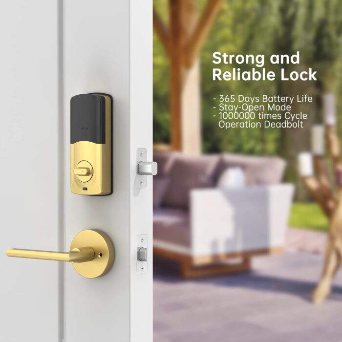 Smart Lock SMONET Bluetooth Keyless Entry Keypad Smart Deadbolt-Fingerprint Electronic Deadbolt Lock, Remote Ekeys Sharing, Easy to Install for Homes and Hotel Works with Alexa(Gateway Not Included) - Image 4