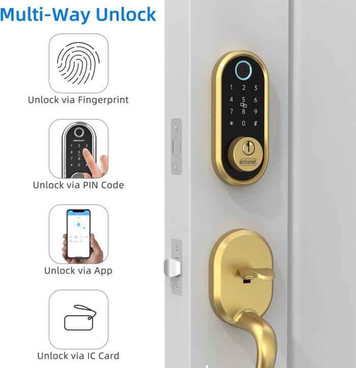 Smart Lock SMONET Bluetooth Keyless Entry Keypad Smart Deadbolt-Fingerprint Electronic Deadbolt Lock, Remote Ekeys Sharing, Easy to Install for Homes and Hotel Works with Alexa(Gateway Not Included) - Image 5