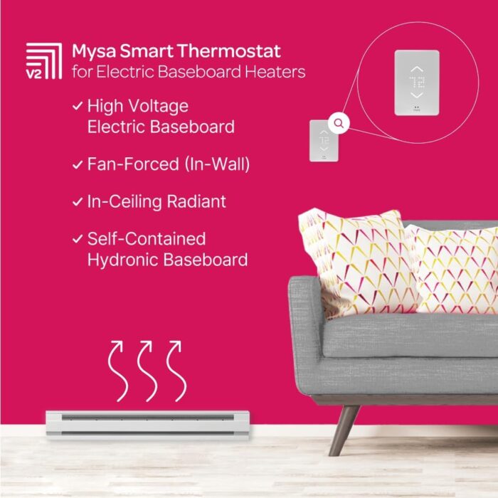 Mysa Smart Thermostat for Electric Baseboard Heaters 240V | Remote Control with 100% Free APP | Easy Install | HomeKit, Alexa, Google Home | Wi-Fi Programmable | Temp. & Humidity Alerts - Image 6