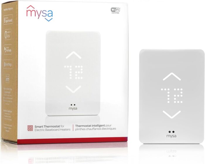 Mysa Smart Thermostat for Electric Baseboard Heaters 240V | Remote Control with 100% Free APP | Easy Install | HomeKit, Alexa, Google Home | Wi-Fi Programmable | Temp. & Humidity Alerts