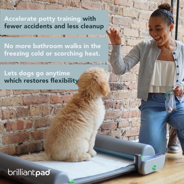 BrilliantPad Indoor Dog Potty for Small Pets, Basic | Automatic Self Cleaning with Odor Control, Puppy Training Alternative to Grass Turf, Mess Free | Includes 1 Disposable Absorbent Pee Pad Roll - Image 6