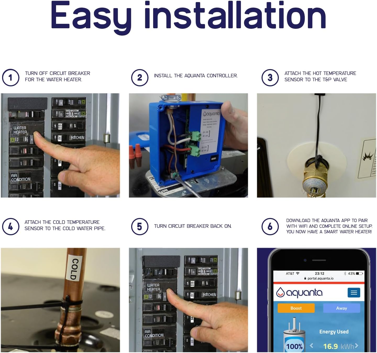 Smart Water Heater Timer: Optimize Hot Water Usage - Compatible with Alexa - Installs in Minutes, No Plumbing Required. Compatible with Gas Water Heaters. Leak Sensor Included. - Image 7
